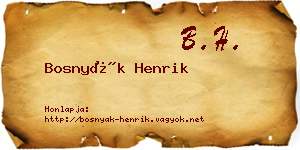 Bosnyák Henrik névjegykártya